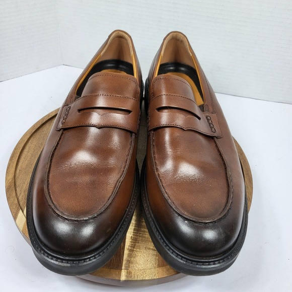 ECCO Mens Metropole London Leather Penny Loafers Slip On Shoes Brown US 11-11.5